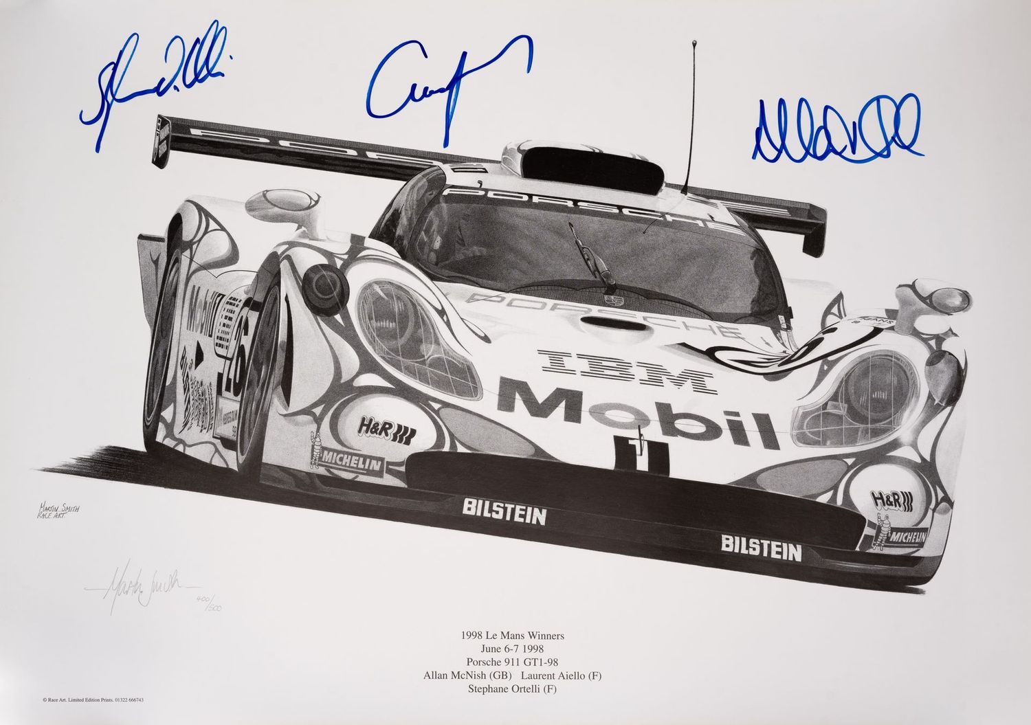 Le Mans 1998 Porsche 911 GT1-98 (Signed by Allan McNish,  Laurent Aiello & Stéphane Ortelli) Limited Edition Print