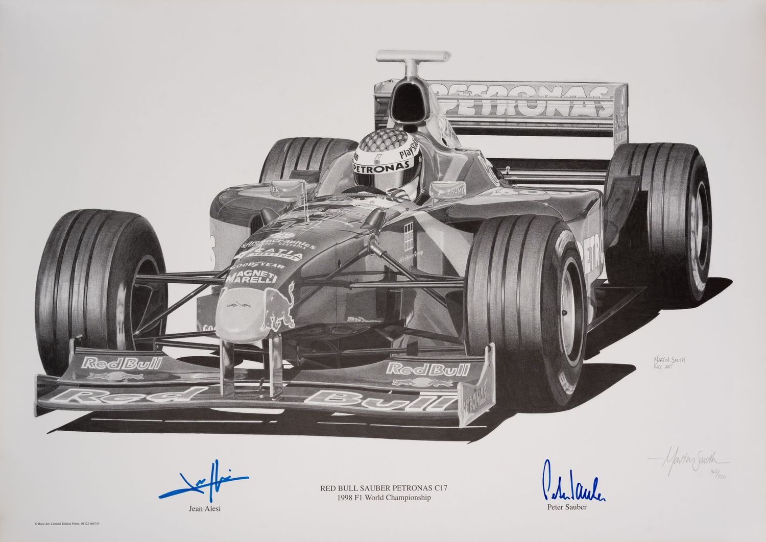 Jean Alesi Red Bull Sauber Petronas C17 (Signed by Jean Alesi & Peter Sauber) Limited Edition Print