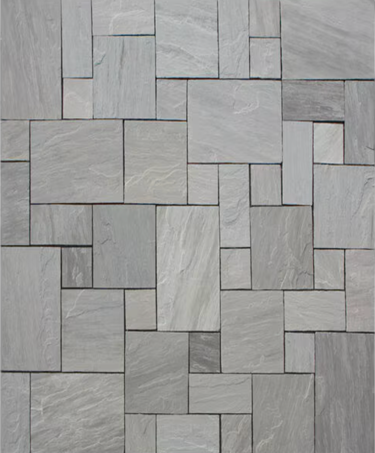 Solstice Dimensional Castle Grey Sandstone Hand Cut 4 pc. Patio Pack 7/8 in. (108 sq. ft./pallet) Call for Pricing.