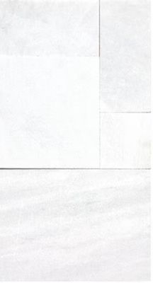 Solstice Dimensional ICE WHITE MARBLE "SANDBLASTED FINISH FRENCH Pattern (176 sq. ft./pallet). Call for Pricing.