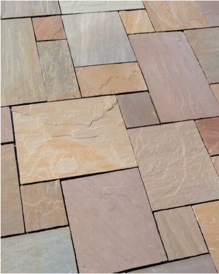 Solstice Dimensional Castle Buff Sandstone Hand Cut 4 pc. Patio Pack 7/8 in. (108 sq. ft./pallet). Call for Pricing.