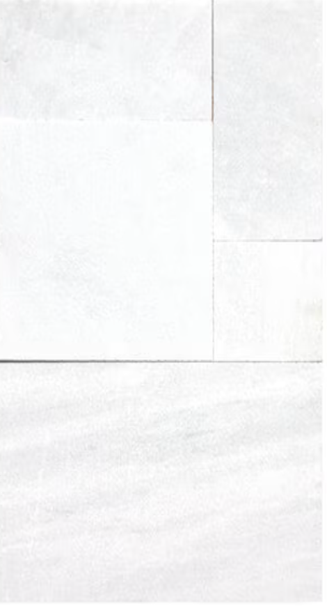 Solstice Dimensional ICE WHITE MARBLE "SANDBLASTED FINISH FRENCH Pattern (176 sq. ft./pallet). Call for Pricing.