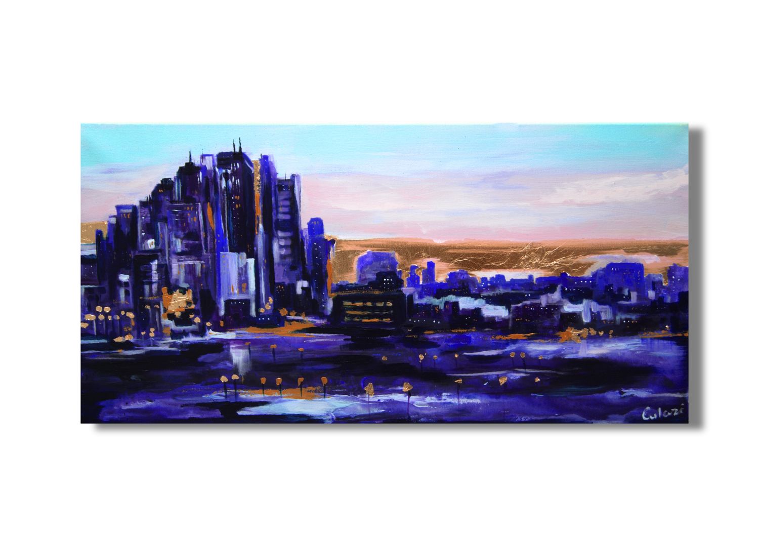 Die Stadt im Sonnenuntergang