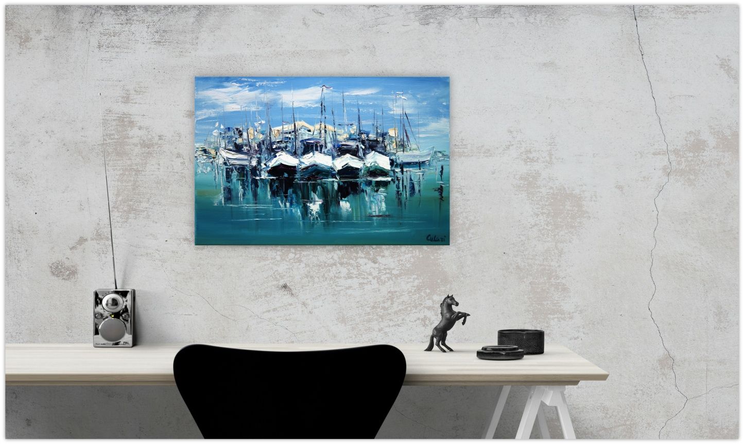 “In the Harbor” – Impressionistic Depiction of Maritime Serenity