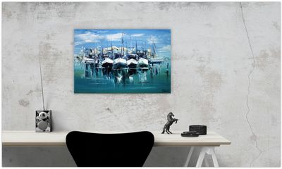 “In the Harbor” – Impressionistic Depiction of Maritime Serenity
