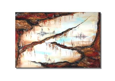 Abstract Collage with Wooden Elements - Unique Color Worlds for Creative Living Ideas