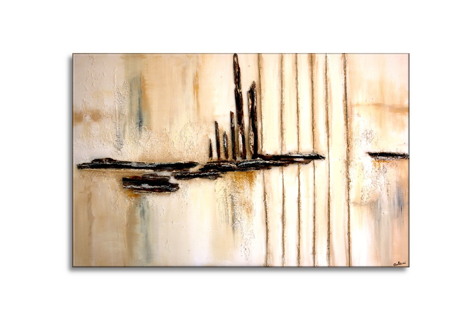 Luxurious abstract collage with harmonious colors and fine textures – designer wall art by Larissa Chupakhina
