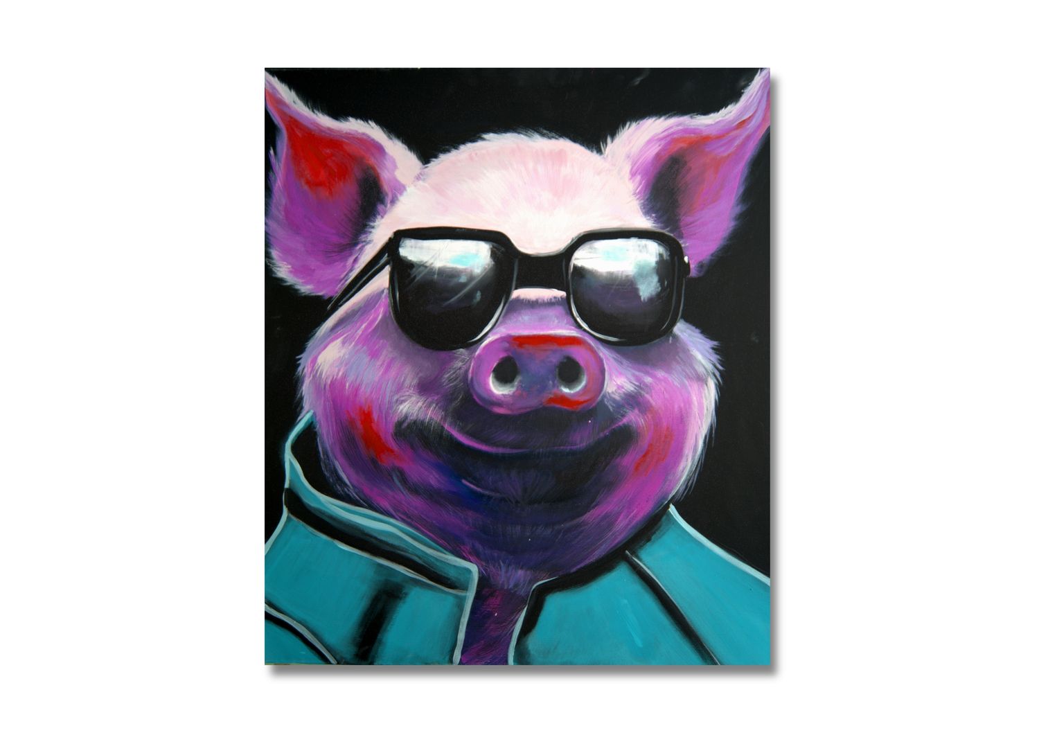 Porträt Schweinchen mit Sonnenbrille