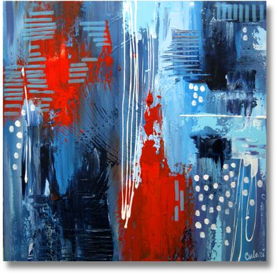 Abstraktion in Blau und Rot - Moderne Wandkunst für eine stilvolle Atmosphäre