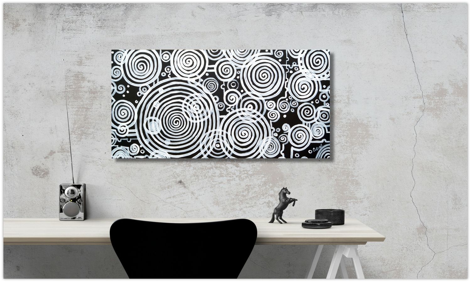 White Spirals - Expressive Abstract Art for Collectors