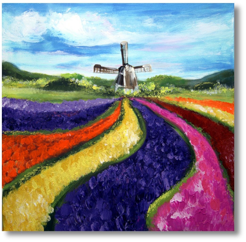 ​„Windmühle am Tulpenfeld – Farbenspiel im Frühlingslicht“
