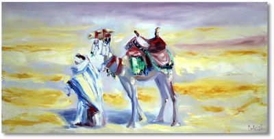 A Man and Camel in the Desert – A Painting by Chupakhina Larissa (Culari)