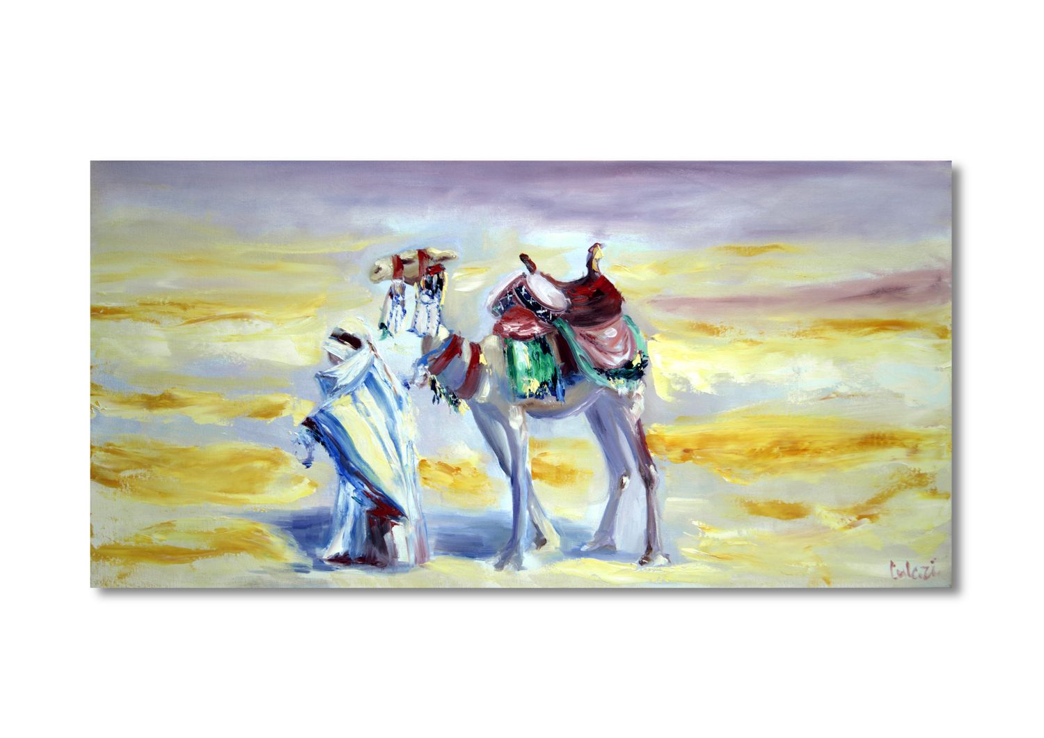 A Man and Camel in the Desert – A Painting by Chupakhina Larissa (Culari)
