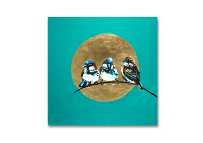 Three Sparrows at Sunset – A Painting by Chupakhina Larissa (Culari)