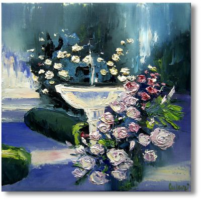 ​Rosen am Gartenfontäne – Ölgemälde von Larissa Chupakhina (Culari)