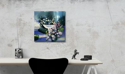 Roses at the Garden Fountain – Oil Painting by Larissa Chupakhina (Culari)