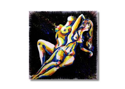 Two Female Nudes – Abstract Sensuality on Black | Original Painting Hand-Painted by Chupakhina Larissa