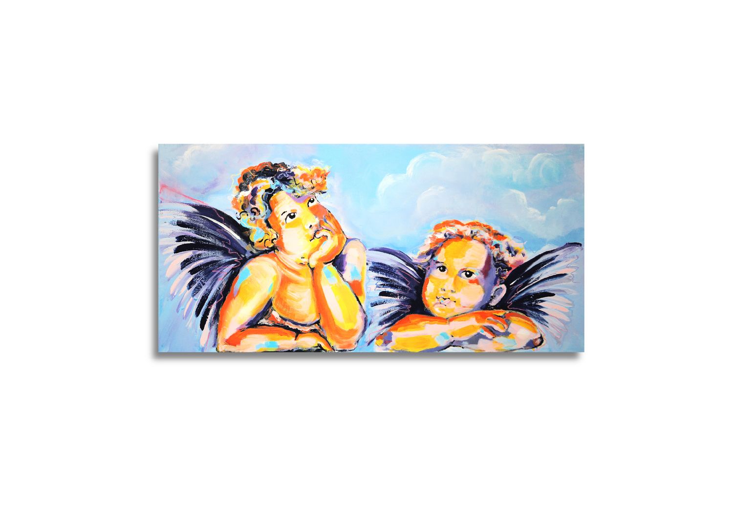 Zwei Engel – Originalgemälde in Acryl | Spirituelle Kunst von Chupakhina Larissa