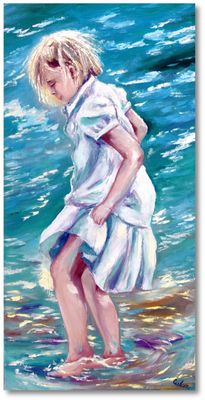 “Girl” | Original Oil Painting by the Sea | Hand-Painted Unique Artwork by Larissa Chupakhina