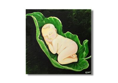 &quot;Baby&quot; | Original Acrylic Painting on Canvas | Hand-Painted Unique Piece by Larissa Chupakhina