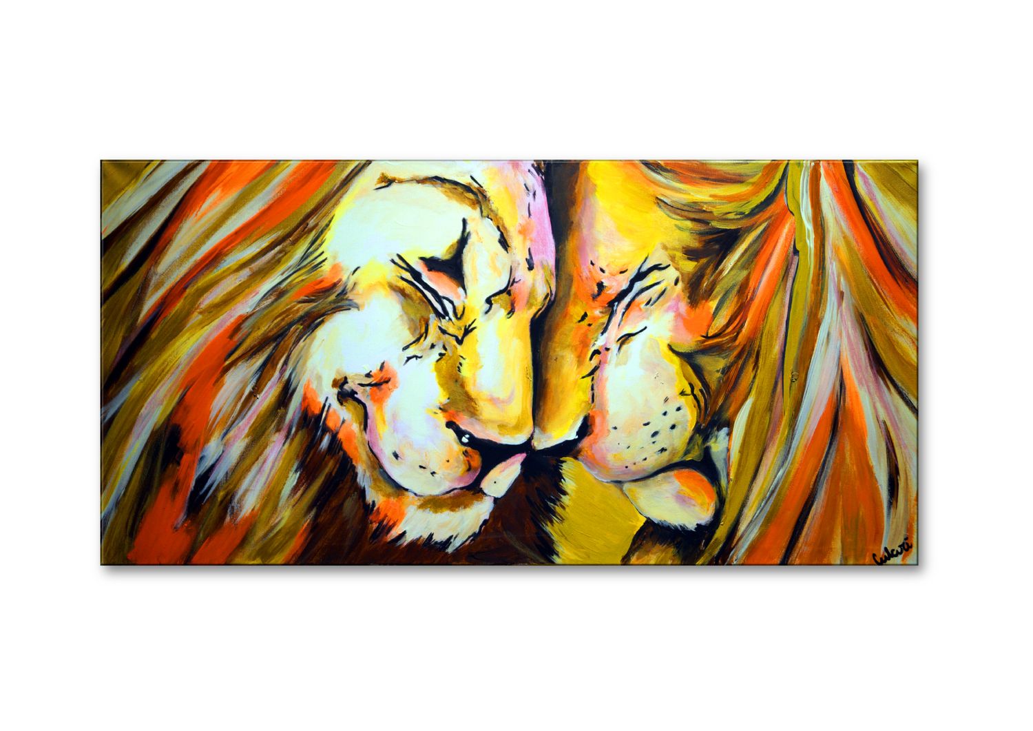 „Zwei Löwen“ | Original Acrylgemälde | Handgemaltes Unikat von Larissa Chupakhina
