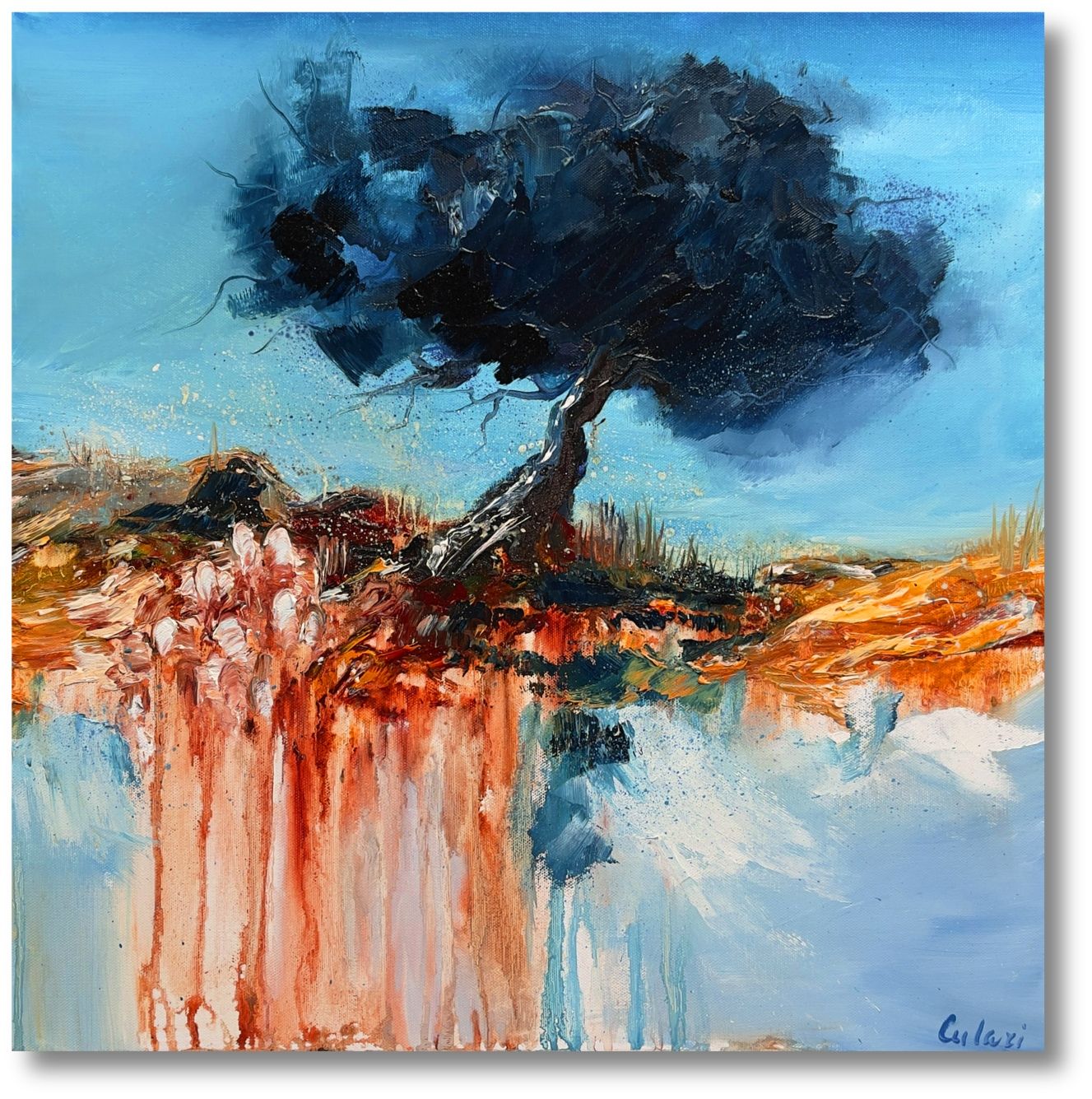 &quot;Tree in the Desert&quot; – Poetic Oil Painting Between Reality and Illusion
