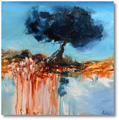 „Baum in der Wüste“ – Poetisches Ölgemälde zwischen Realität und Illusion