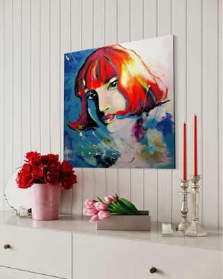 “Girl on Abstract Background”