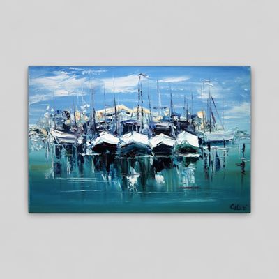 “In the Harbor” – Impressionistic Depiction of Maritime Serenity