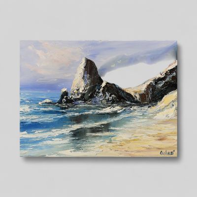 &quot;Cliffs by the Sea with Seagulls&quot; – Expressive Seascape in Oil
