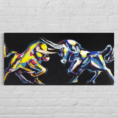 &quot;Power and Confrontation&quot; – Spontaneous Realistic Depiction of Two Bulls in Motion