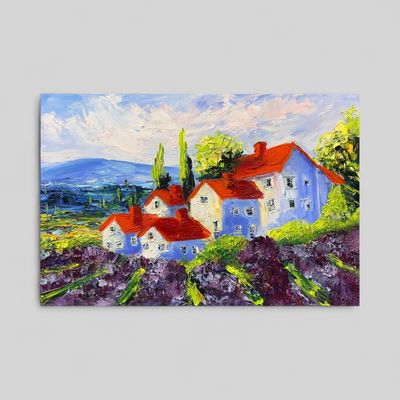 &quot;Tuscany with Red Roofs&quot; – Mediterranean Landscape Painting in Oil