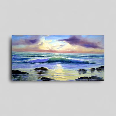 “Wave at Sunset” – Impressionistic Depiction of Maritime Power and Beauty