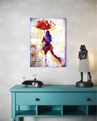 “Woman with Umbrella” – Original Acrylic Painting | Expressive Artwork by Larissa Chupakhina