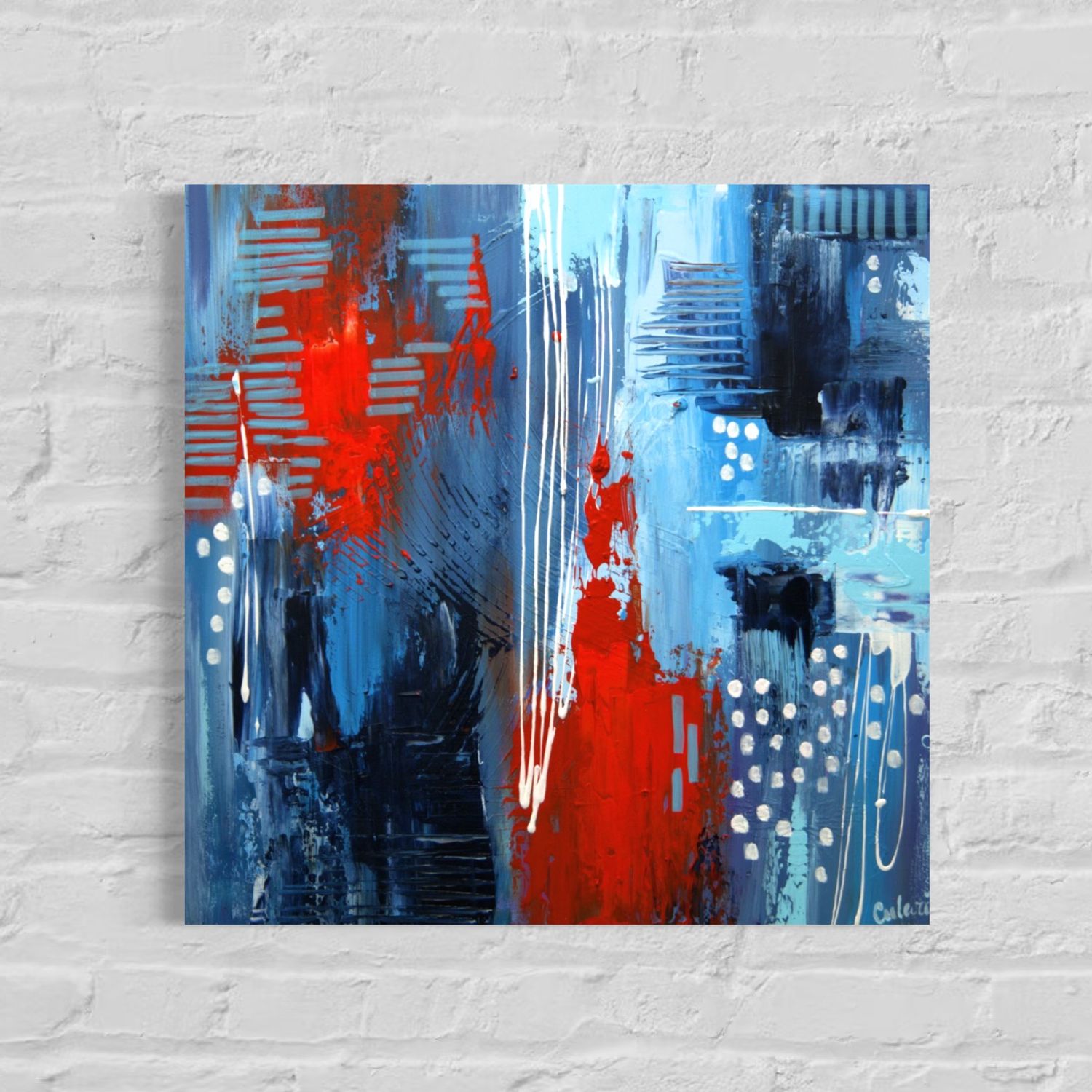 Abstraction in Blue and Red - Modern Wall Art for a Stylish Atmosphere