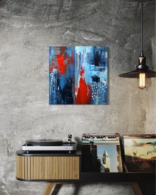 Abstraction in Blue and Red - Modern Wall Art for a Stylish Atmosphere