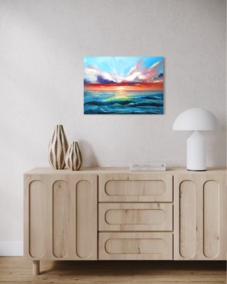 “Sunset by the Sea” – Impressionistic Depiction of Maritime Beauty