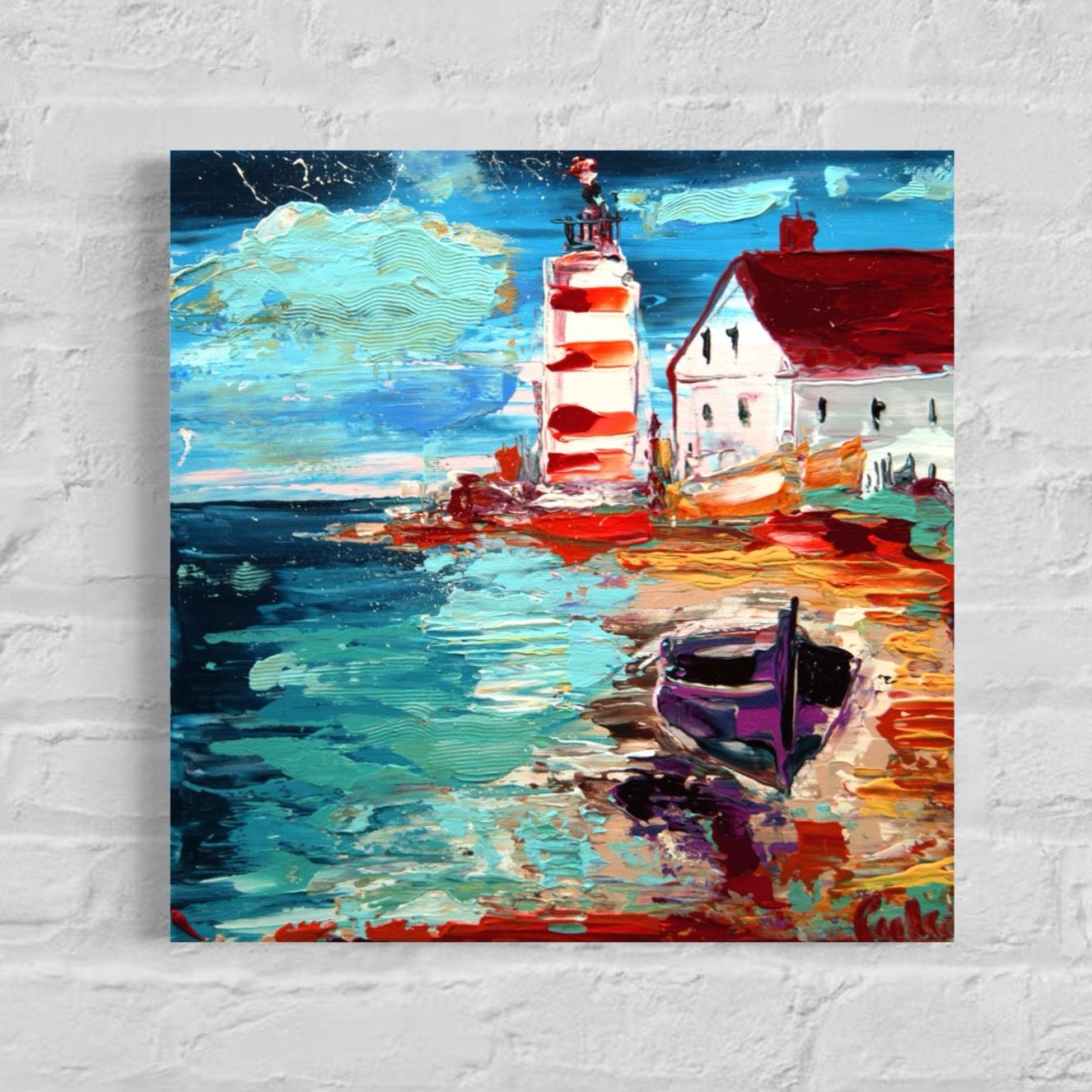 “Lighthouse on the Shore” – Impressionistic Depiction of Maritime Serenity