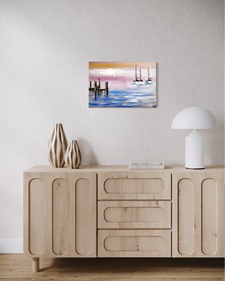 "Sailboat on the Coast of Caorle" – Impressionistic Depiction of Mediterranean Serenity