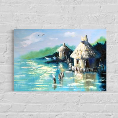 "Fishing Village" – Impressionistic Depiction of Mediterranean Idyllic Scene "Fishing Village" – Impressionistic Depiction of Mediterranean Idyllic Scene