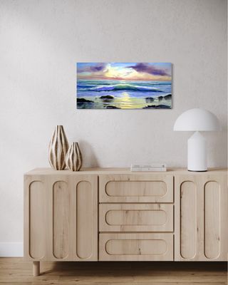 “Wave at Sunset” – Impressionistic Depiction of Maritime Power and Beauty