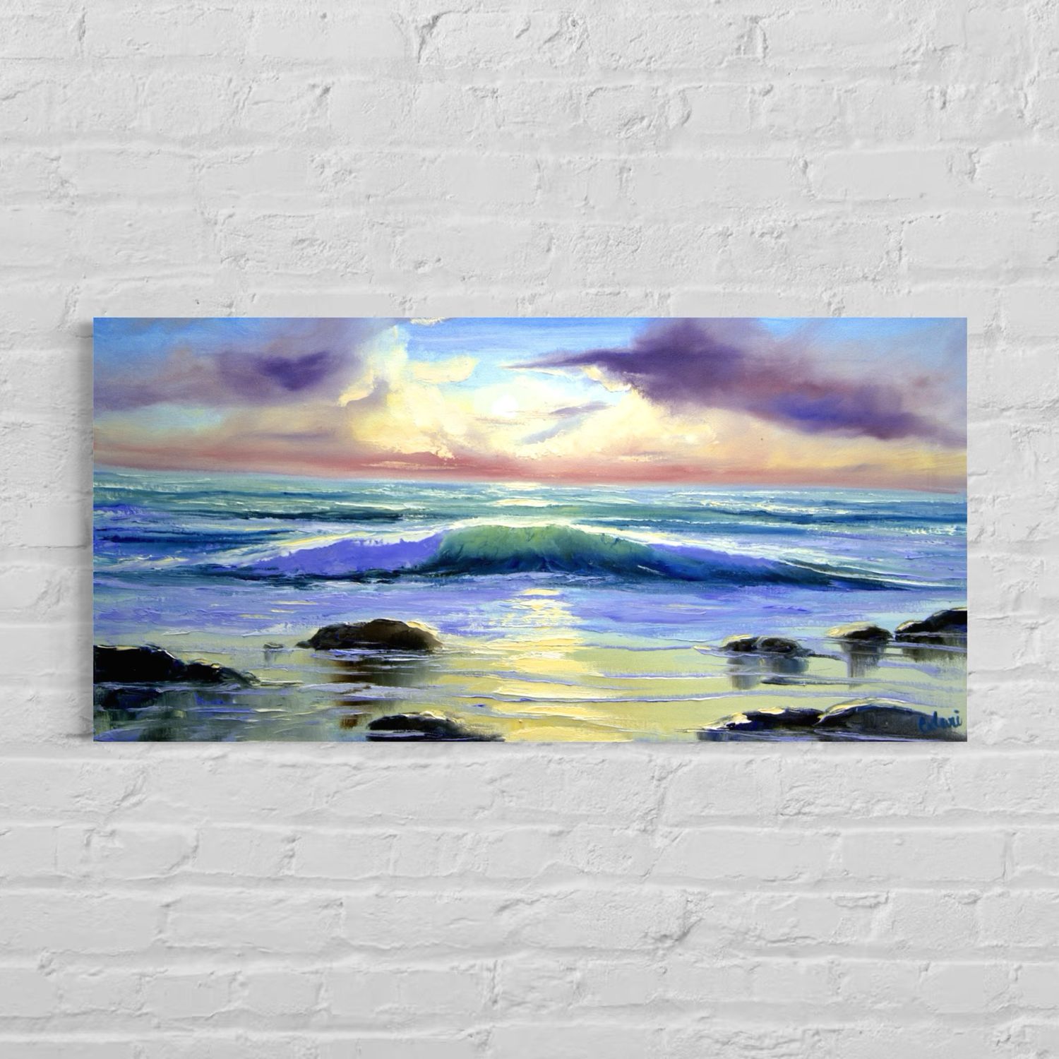 “Wave at Sunset” – Impressionistic Depiction of Maritime Power and Beauty