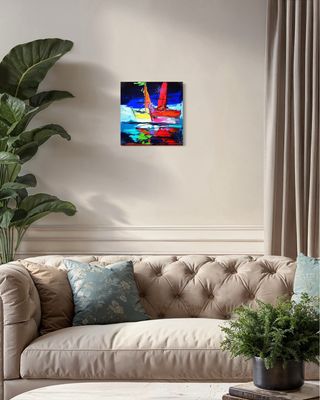"Sail of Fantasy" – Abstract Ship Painting in Acrylic