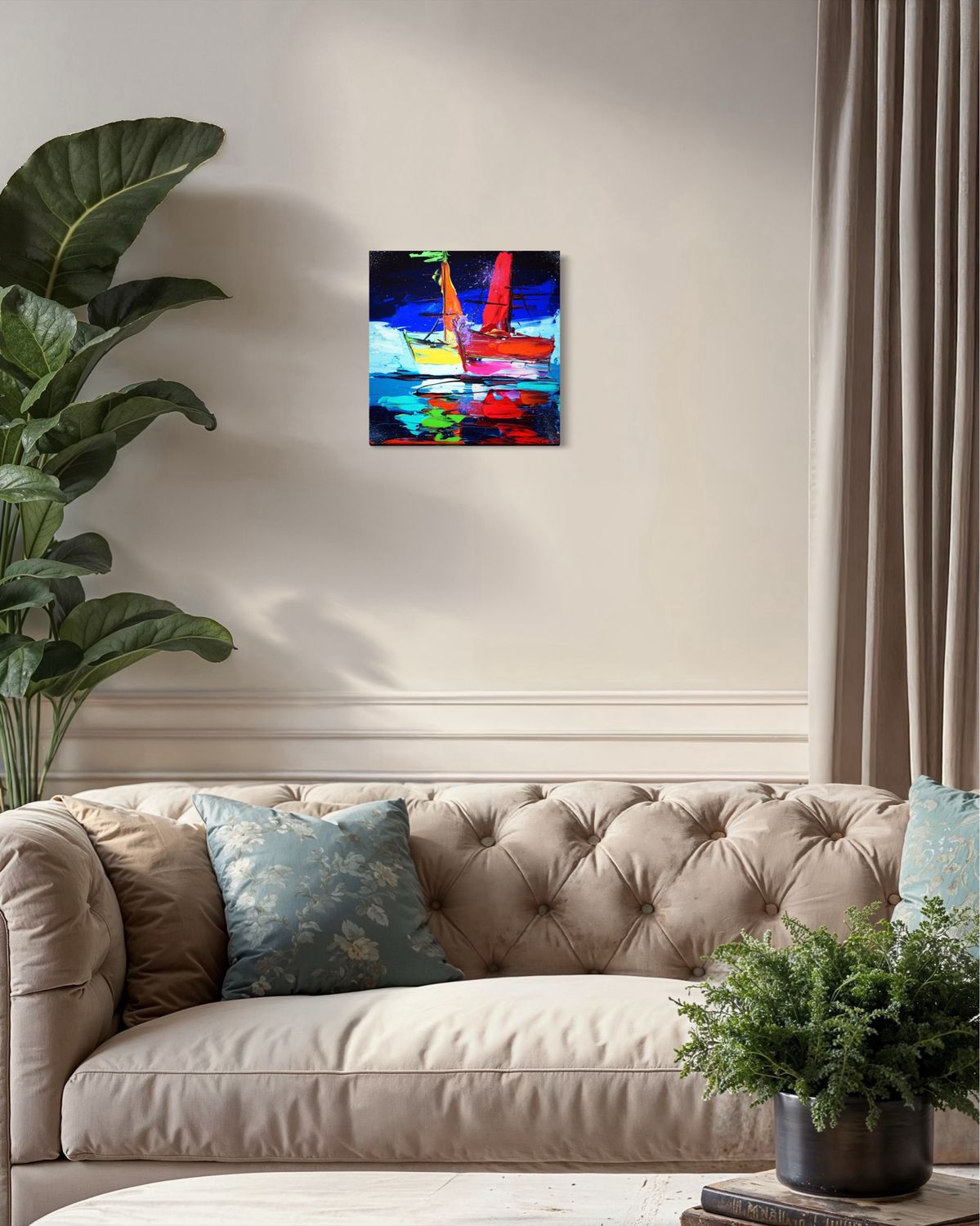 "Sail of Fantasy" – Abstract Ship Painting in Acrylic