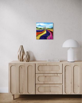 "Windmill on the Tulip Field – Play of Colors in Spring Light"