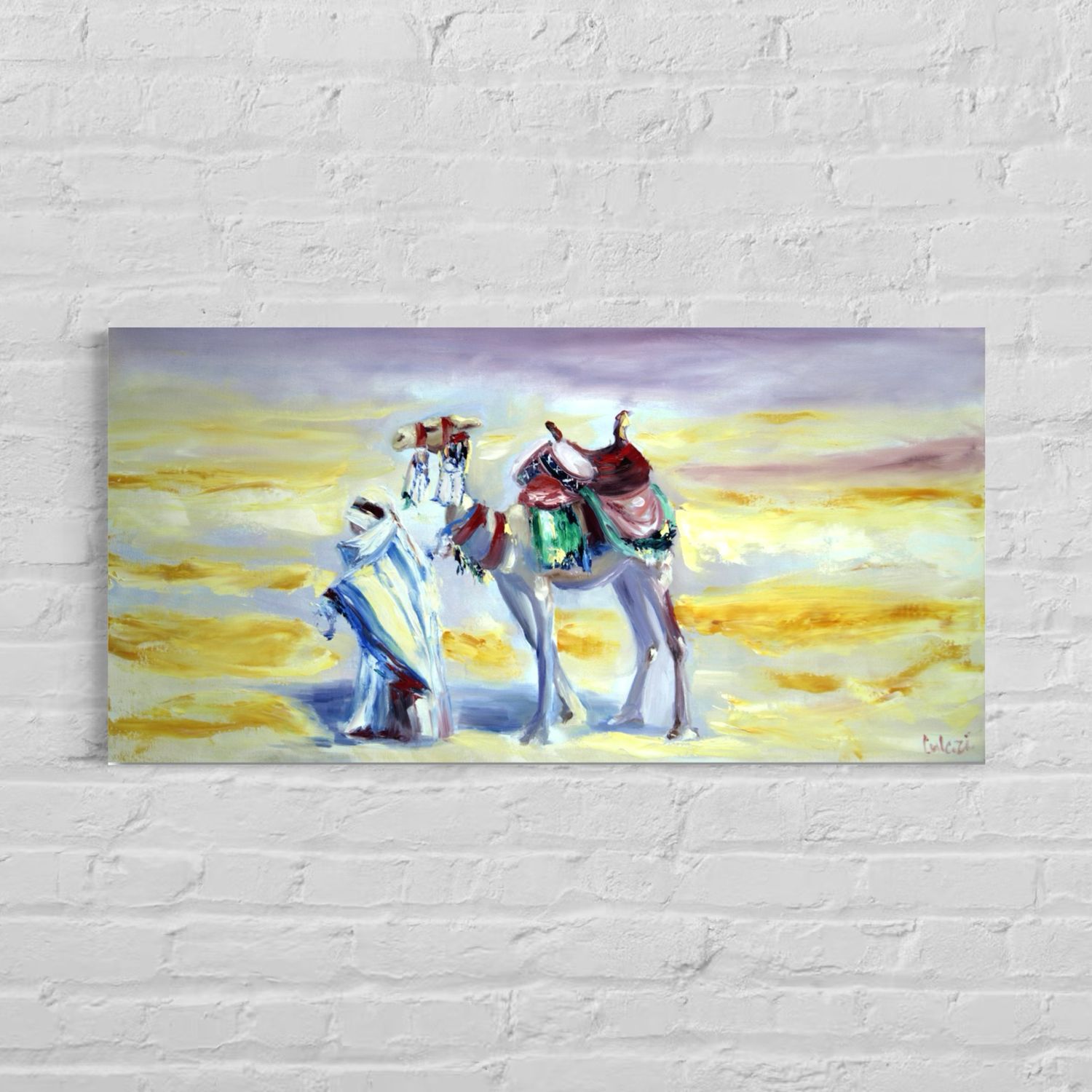 A Man and Camel in the Desert – A Painting by Chupakhina Larissa (Culari)