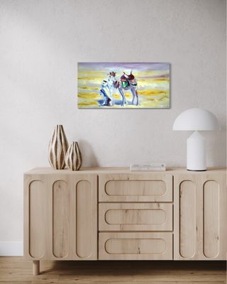 A Man and Camel in the Desert – A Painting by Chupakhina Larissa (Culari)