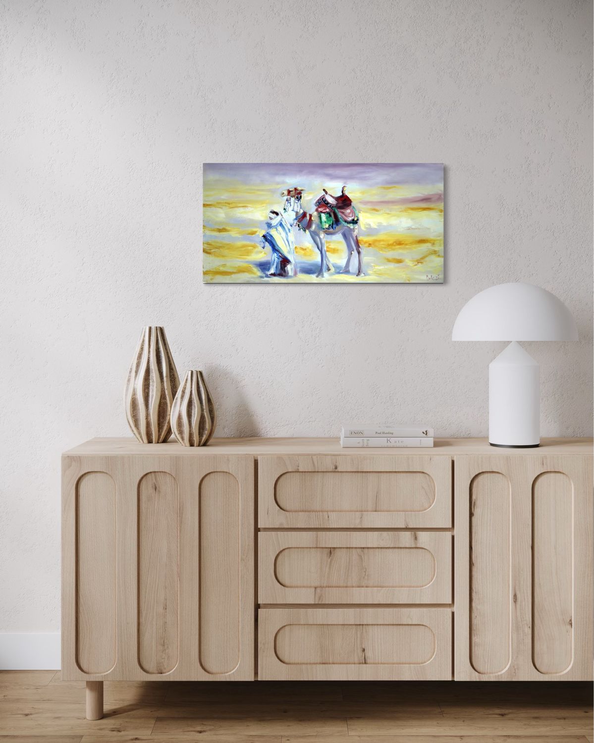 A Man and Camel in the Desert – A Painting by Chupakhina Larissa (Culari)