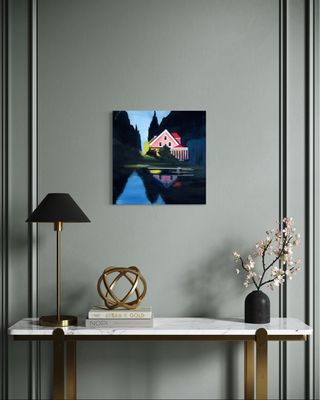 Lonely House by the Forest Lake – A Painting by Chupakhina Larissa (Culari)