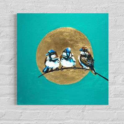 Three Sparrows at Sunset – A Painting by Chupakhina Larissa (Culari) Three Sparrows at Sunset – A Painting by Chupakhina Larissa (Culari)
